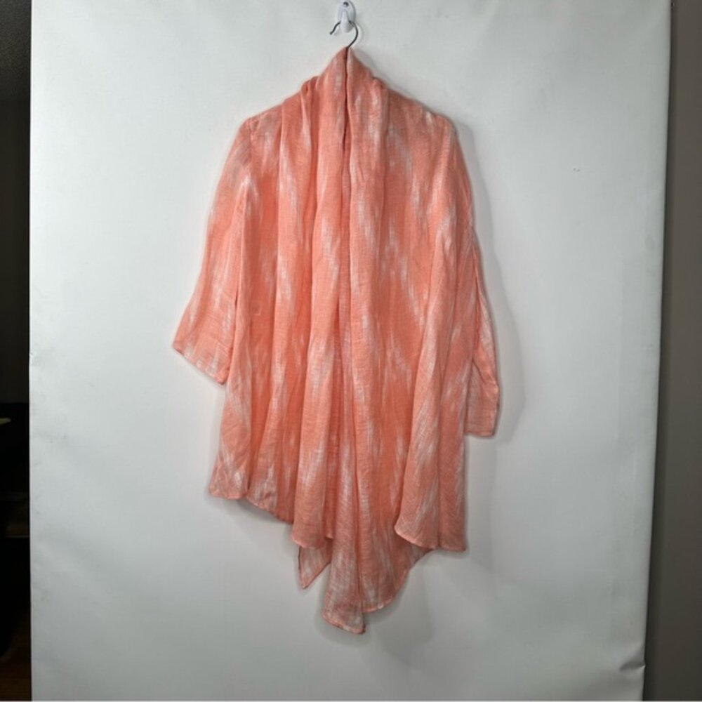 Jones New York Waterfall Open Front Duster Peach 3/4 Sleeves